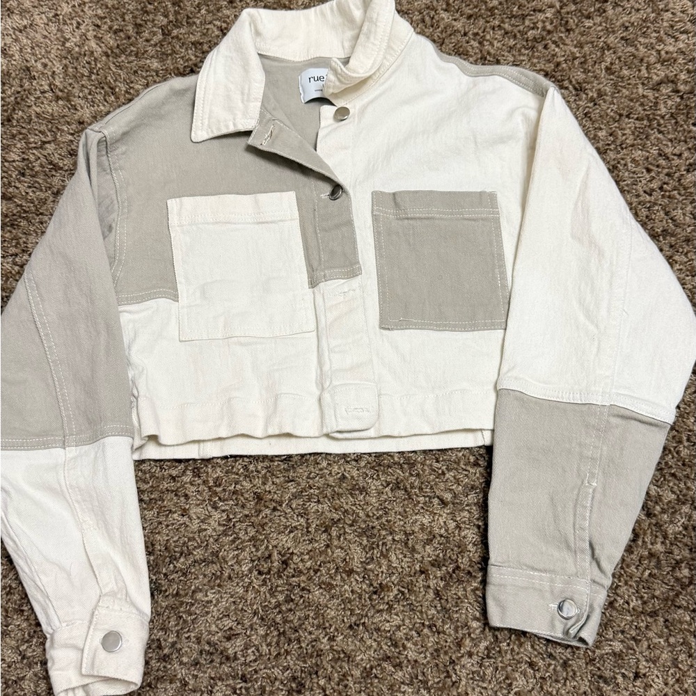 Rue21 Women's Utility Jacket - Cream and Gray